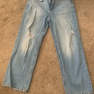 LC Lauren Conrad Blue Cropped Distressed Jeans
